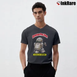 Men’s Garbage Pail Kids Ashcan Andy V-Neck Tee in charcoal | Sharp, Breathable, Everyday Staple
