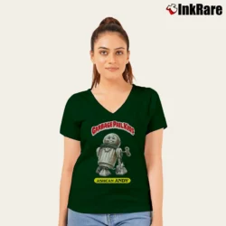 Women’s Garbage Pail Kids Ashcan Andy V-Neck Tee in forest green | Chic Neckline, Soft Texture