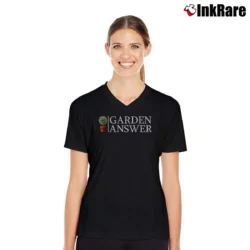 Women’s Garden Answer Crewneck Graphic V-Neck Tee in black | Chic Neckline, Soft Texture