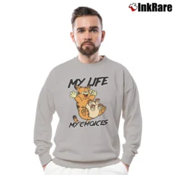 Men’s Garfield And Friends My Life My Choices Funny Quote Cartoon Crewneck Sweatshirt in sport grey | Cozy Fabric, Clean Style