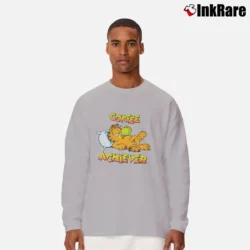 Men’s Garfield Cat Coffee Achiever 80s Vintage Comic Style Long-Sleeve Shirt in sport grey | Sleek, Lightweight, Year-Round Wear