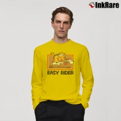 Men’s Garfield Comic Cat Easy Rider Long-Sleeve Shirt in yellow | Sleek, Lightweight, Year-Round Wear