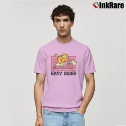 Men’s Garfield Comic Cat Easy Rider Classic T-Shirt in light pink | Soft, Breathable Everyday Wear