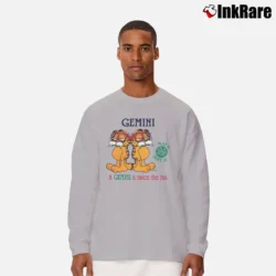 Men’s Garfield Gemini Zodiac Cat Horoscope Long-Sleeve Shirt in sport grey | Sleek, Lightweight, Year-Round Wear