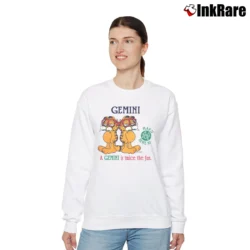 Women’s Garfield Gemini Zodiac Cat Horoscope Relaxed Sweatshirt in white | Soft, Laid-Back Vibe