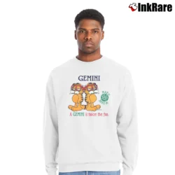 Men’s Garfield Gemini Zodiac Cat Horoscope Crewneck Sweatshirt in white | Cozy Fabric, Clean Style