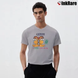Men’s Garfield Gemini Zodiac Cat Horoscope V-Neck Tee in sport grey | Sharp, Breathable, Everyday Staple