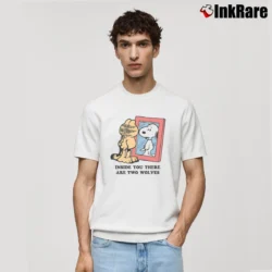 Men’s garfield snoopy mirror parody Classic T-Shirt in white | Soft, Breathable Everyday Wear