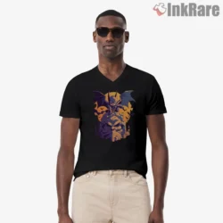 Gargoyle Watchtower Tiny Batman Shirt on black v-neck shirt for men graphic tee