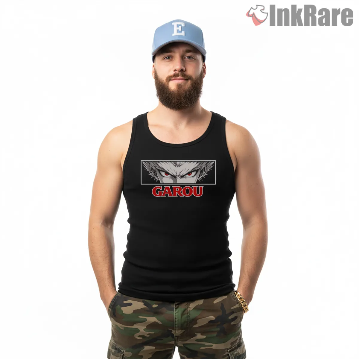 Garou Monster Hunter Intense Anime Shirt on black tank top for men graphic tee