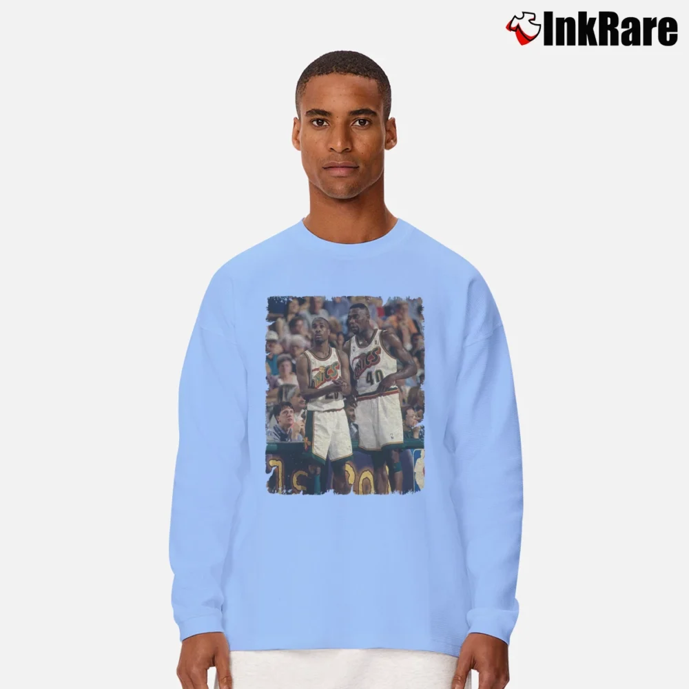 Men’s gary payton and shawn kemp for NBA Retro Fans Long-Sleeve Shirt in light blue | Sleek, Lightweight, Year-Round Wear