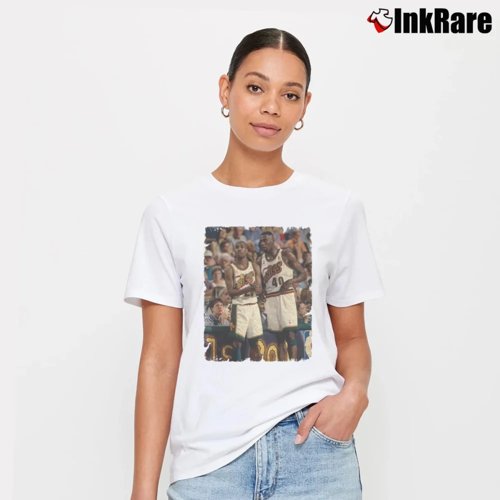 Women’s gary payton and shawn kemp for NBA Retro Fans Signature T-Shirt in white | Soft, Flattering Fit