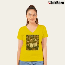 Women’s gary payton and shawn kemp for NBA Retro Fans V-Neck Tee in yellow | Chic Neckline, Soft Texture
