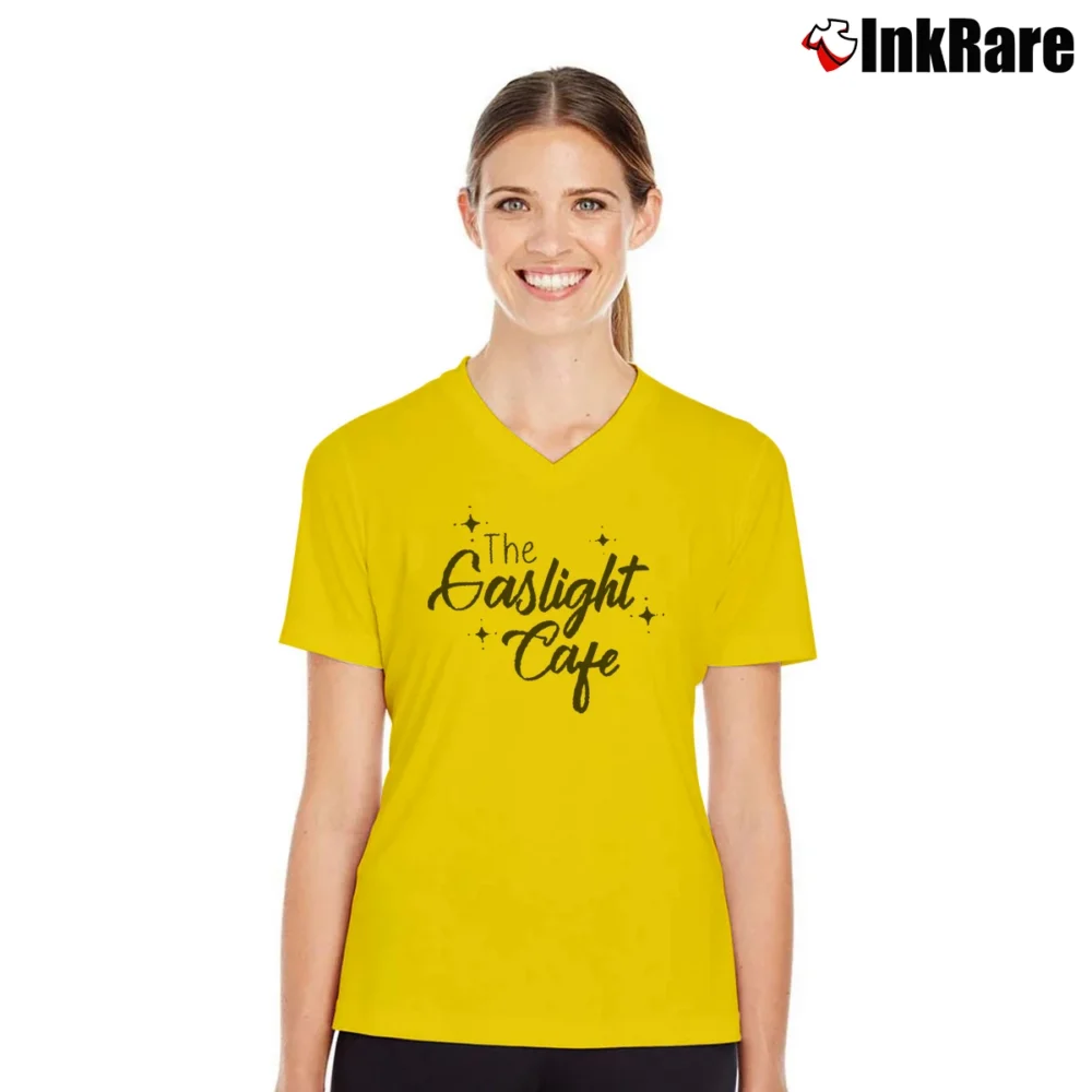 Women’s Gaslight Cafe Marvelous Mrs Maisel Midge V-Neck Tee in yellow | Chic Neckline, Soft Texture