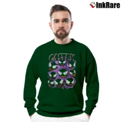 Men’s Gastly Pokemon Retro Custom Graphic Crewneck Sweatshirt in forest green | Cozy Fabric, Clean Style