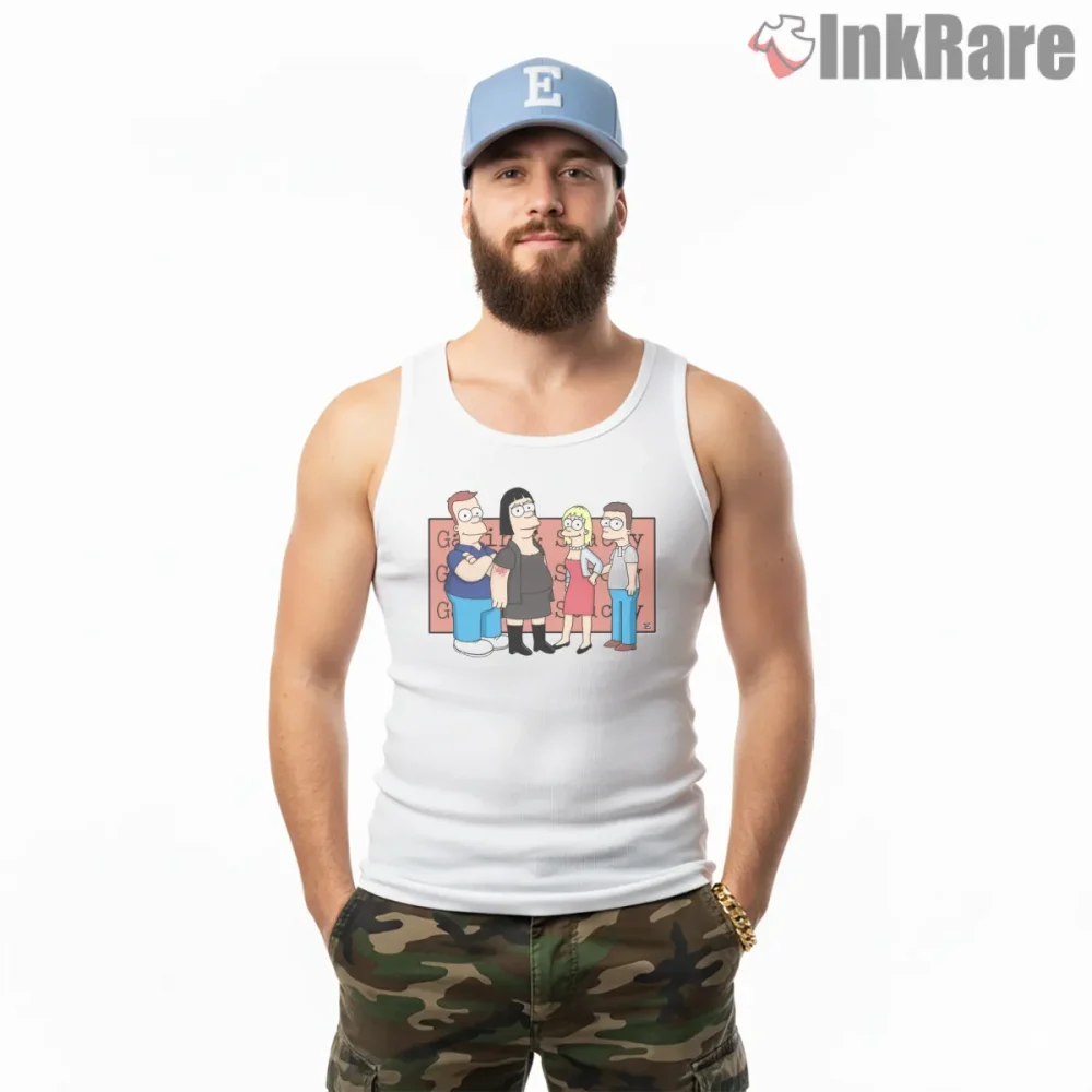 Gavin And Stacey Simpsons Sitcom Crossover Group Shirt on white tank top for men graphic tee