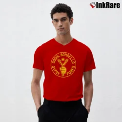 Men’s Geek Gogol Bordello V-Neck Tee in red | Sharp, Breathable, Everyday Staple