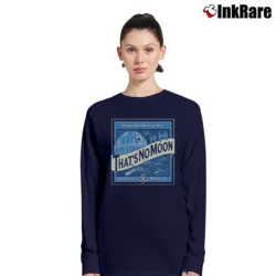 Women’s Geeky Star Wars That’s No Moon Blue Moon Parody Long-Sleeve Top in navy | Sleek, Versatile, All-Season