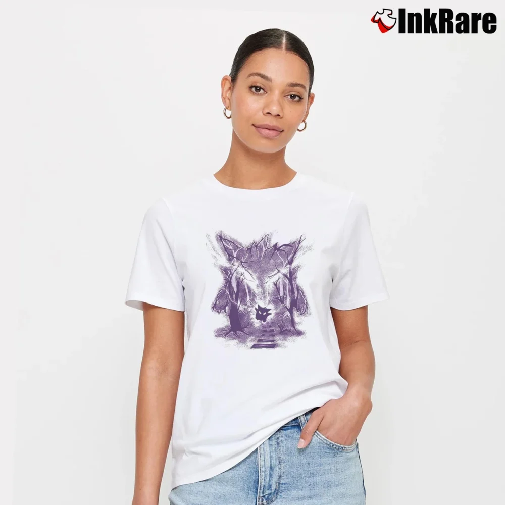 Women’s Gengar Pokemon Purple Woods Graphic Signature T-Shirt in white | Soft, Flattering Fit