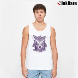 Men’s Gengar Pokemon Purple Woods Graphic Tank Top in white | Breathable, Active-Friendly Design