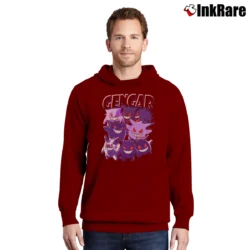 Men’s Gengar Pokemon Retro Custom Graphic Pullover Hoodie in maroon | Cozy, Durable, Modern Fit