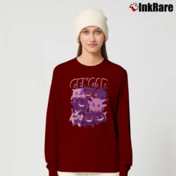 Women’s Gengar Pokemon Retro Custom Graphic Long-Sleeve Top in maroon | Sleek, Versatile, All-Season