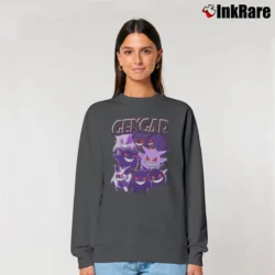 Women’s Gengar Pokemon Retro Custom Graphic Relaxed Sweatshirt in charcoal | Soft, Laid-Back Vibe