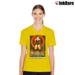 Women’s Genitorturers 90s Industrial Band V-Neck Tee in yellow | Chic Neckline, Soft Texture