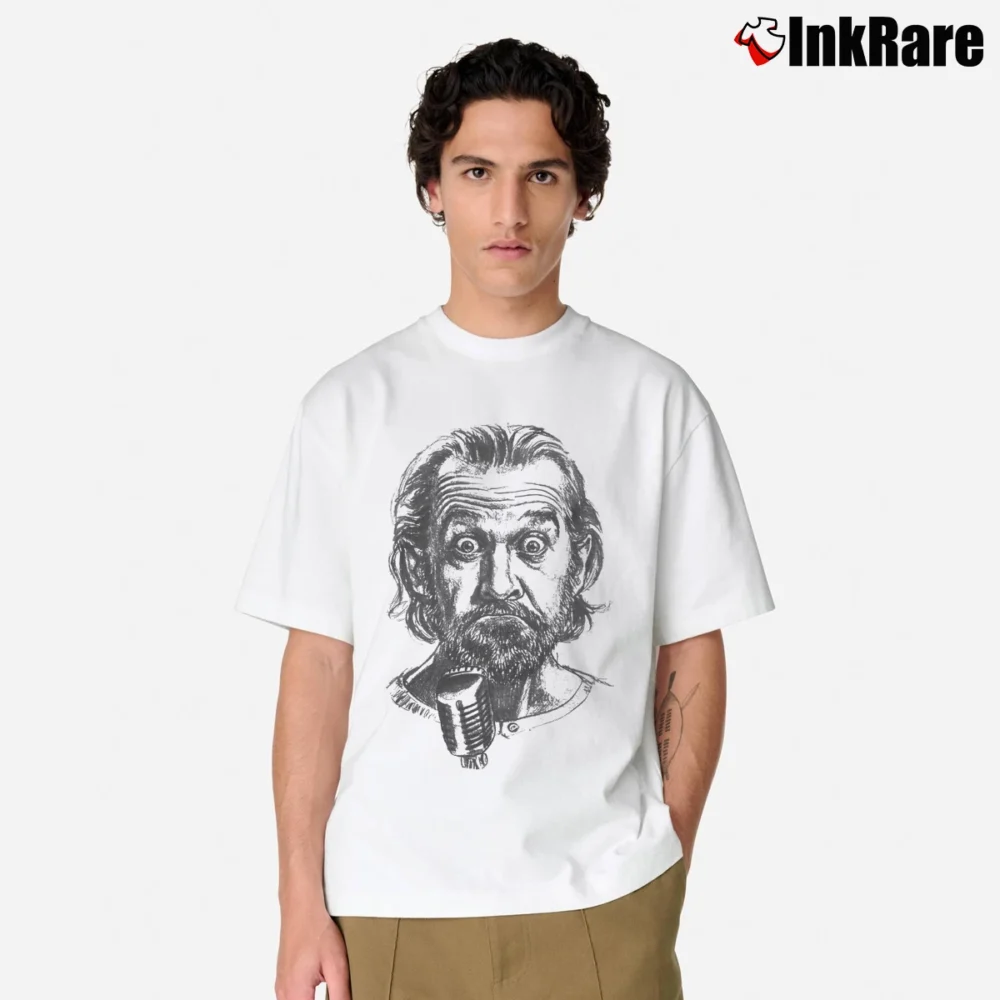 Men’s George Carlin Headshot Graphic Classic T-Shirt in white | Soft, Breathable Everyday Wear