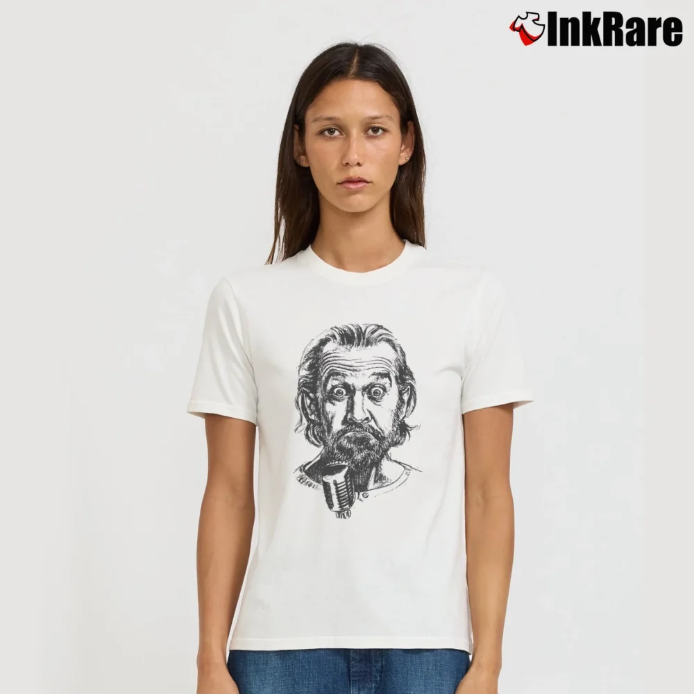 Women’s George Carlin Headshot Signature T-Shirt in white | Soft, Flattering Fit