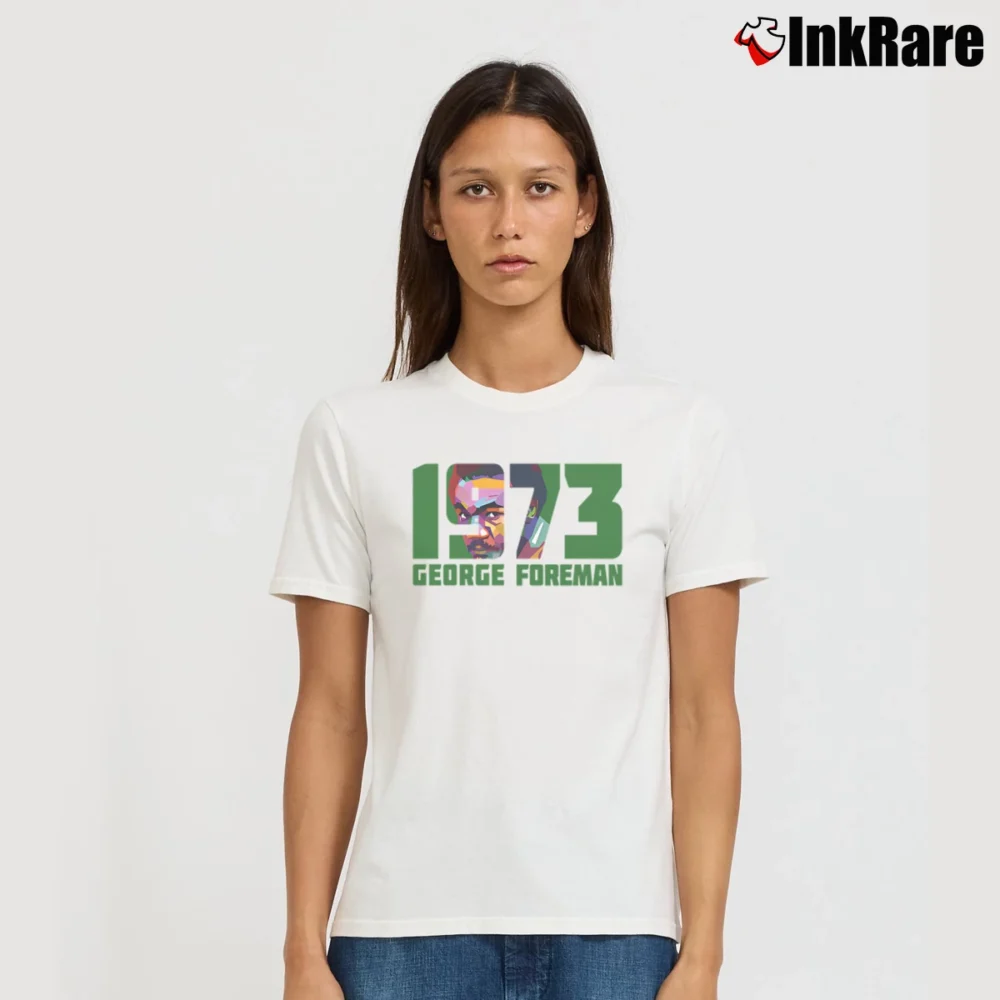 Women’s george foreman 1973 for Boxing History Fans Signature T-Shirt in white | Soft, Flattering Fit