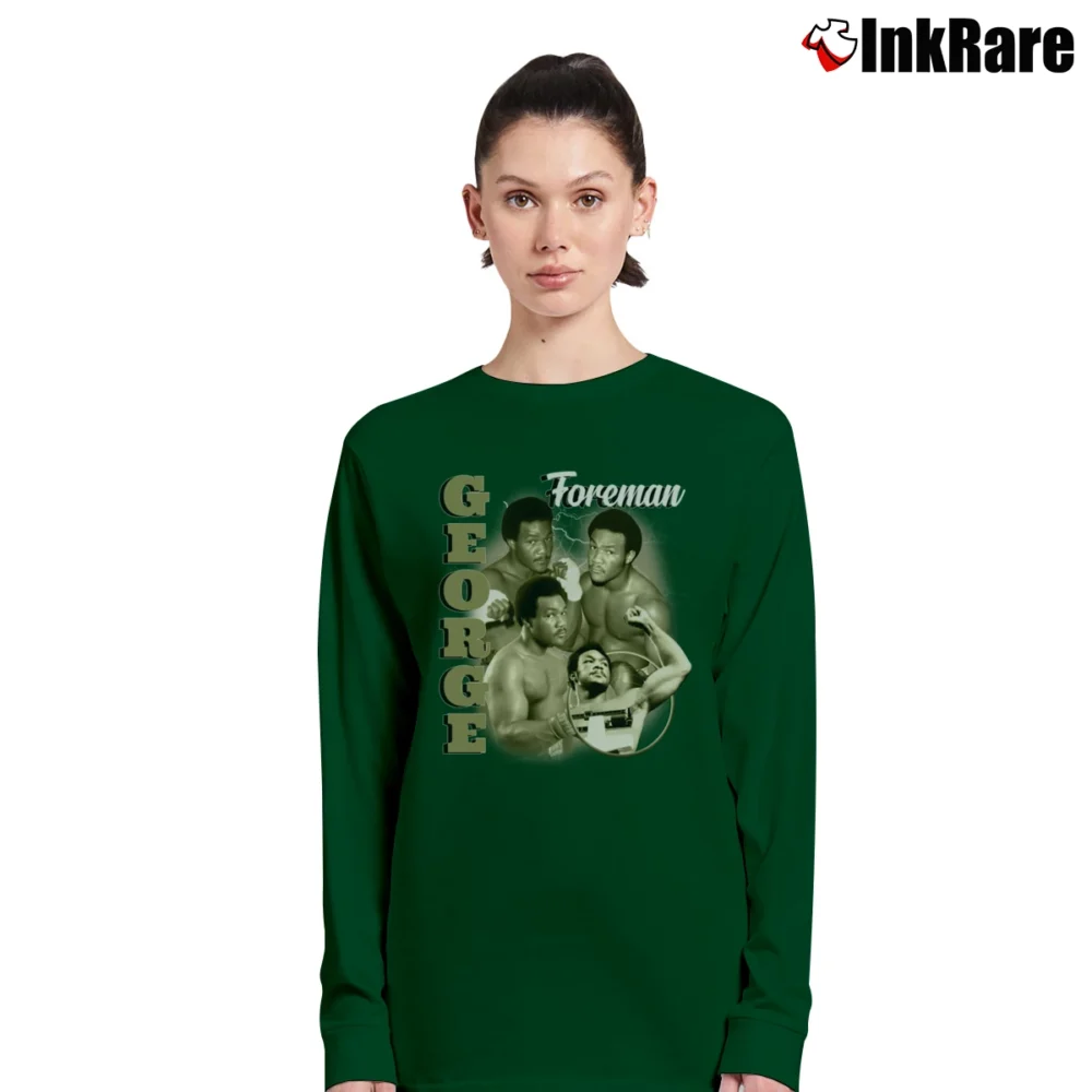 Women’s george foreman vintage boxing legend retro fan Long-Sleeve Top in forest green | Sleek, Versatile, All-Season