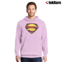 Men’s George Reeves Classic Superman Kent Graphic Pullover Hoodie in light pink | Cozy, Durable, Modern Fit
