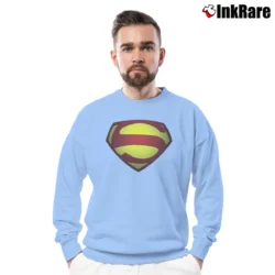 Men’s George Reeves Classic Superman Kent Graphic Crewneck Sweatshirt in light blue | Cozy Fabric, Clean Style