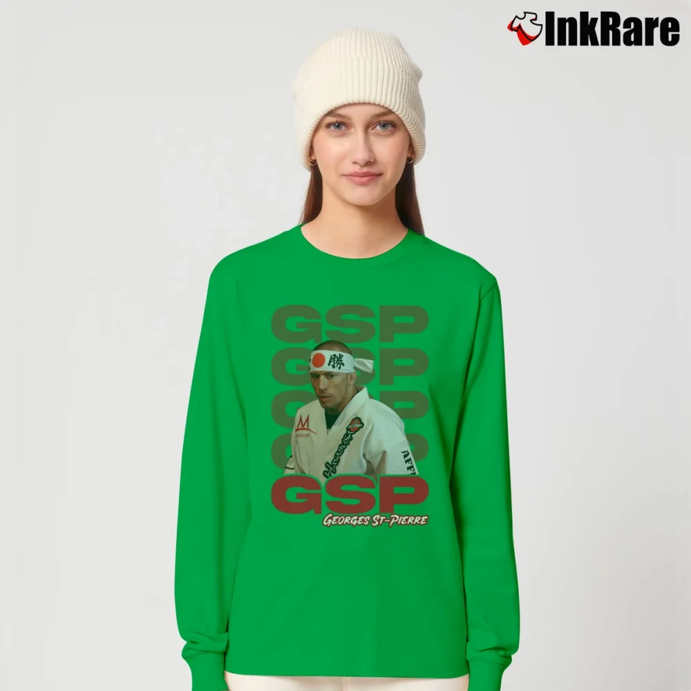 Women’s georges st pierre gsp mma legend ufc fan Long-Sleeve Top in irish green | Sleek, Versatile, All-Season