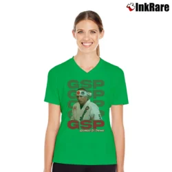 Women’s georges st pierre gsp mma legend ufc fan V-Neck Tee in irish green | Chic Neckline, Soft Texture