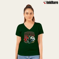 Women’s Georgia Bulldogs vs Auburn Tigers Rivalry V-Neck Tee in forest green | Chic Neckline, Soft Texture