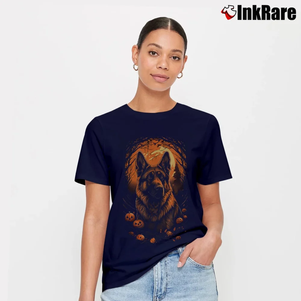 Women’s German Shepherd Halloween T-Shirt in navy | Soft, Flattering Fit