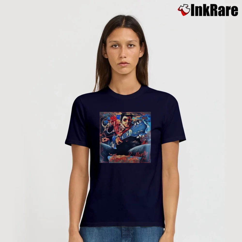 Women’s Gerry Rafferty City To City Music Signature T-Shirt in navy | Soft, Flattering Fit