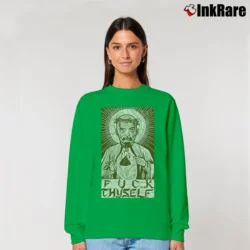 Women’s GG Allin Saint Thyself Punk Hardcore Jesus Christ Relaxed Sweatshirt in irish green | Soft, Laid-Back Vibe