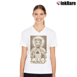 Women’s GG Allin Saint Thyself Punk Hardcore Jesus Christ V-Neck Tee in white | Chic Neckline, Soft Texture