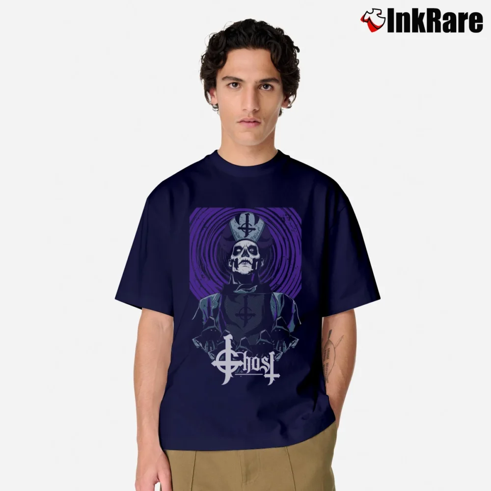 Men’s Ghost Bc Druid Stone Poster Band Classic T-Shirt in navy | Soft, Breathable Everyday Wear