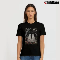 Women’s Ghost In The Flower Forest Spooky Vintage Halloween T-Shirt in black | Soft, Flattering Fit