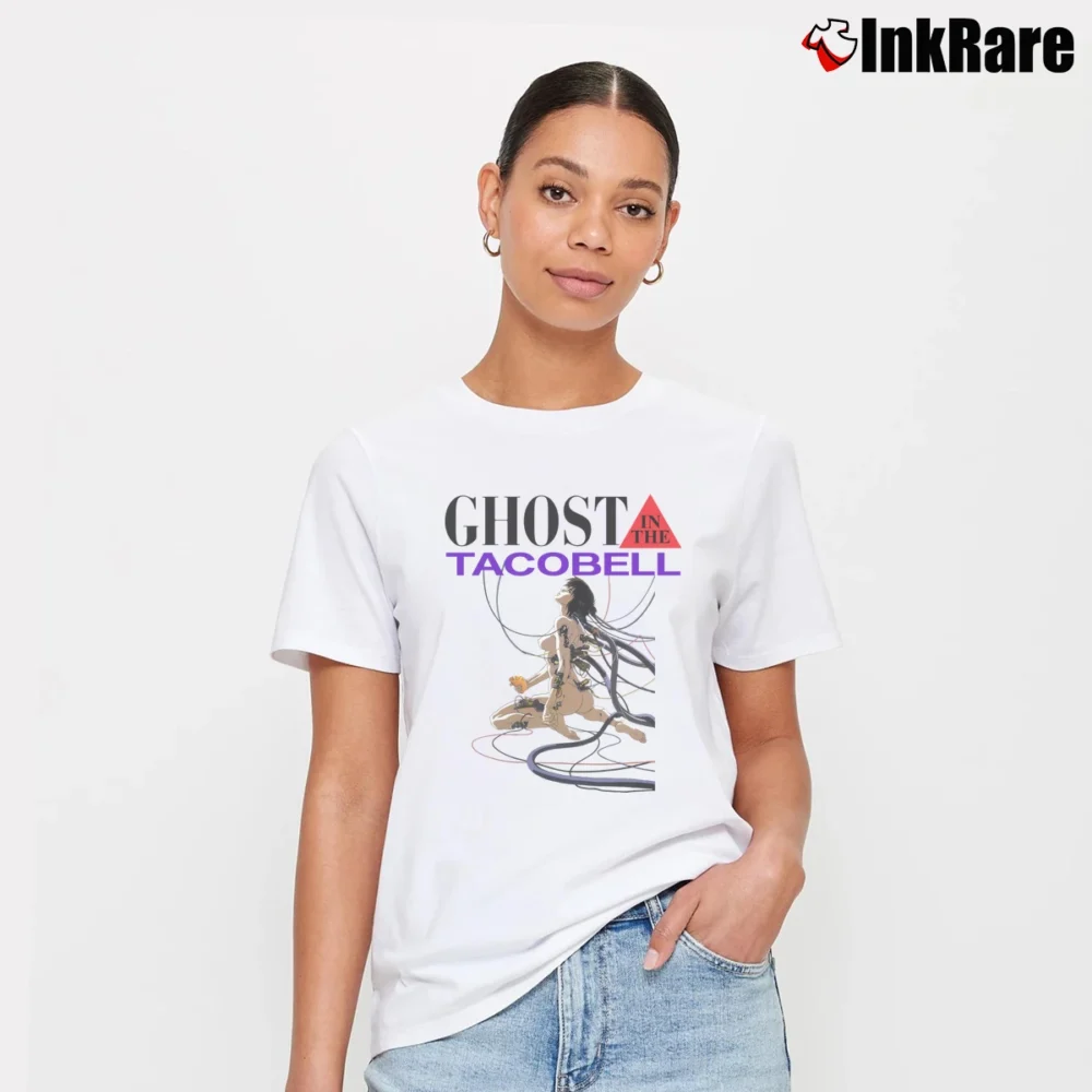 Women’s Ghost In The Taco Bell Funny Parody Signature T-Shirt in white | Soft, Flattering Fit
