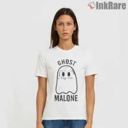 Ghost Malone Always Tired Funny Halloween Shirt on white short sleeve shirt for women graphic tee