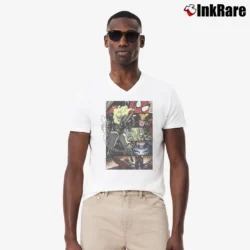 Men’s Ghost Rider Marvel Comics Character Boxes V-Neck Tee in white | Sharp, Breathable, Everyday Staple