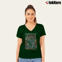 Women’s Ghost Rider Marvel Retro MCU Comic V-Neck Tee in forest green | Chic Neckline, Soft Texture