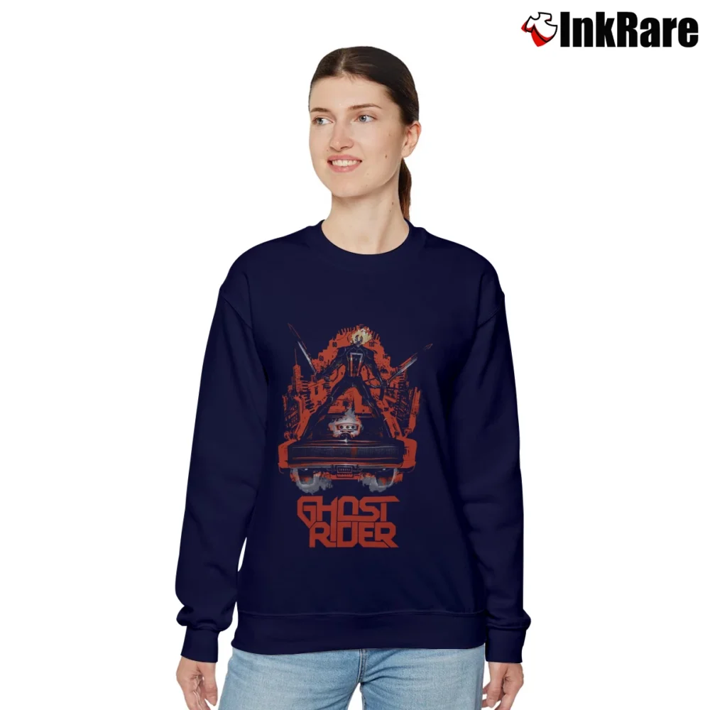 Women’s Ghost Rider Marvel Vintage Relaxed Sweatshirt in navy | Soft, Laid-Back Vibe