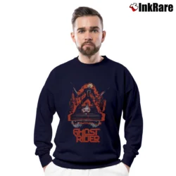 Men’s Ghost Rider Marvel Vintage Crewneck Sweatshirt in navy | Cozy Fabric, Clean Style