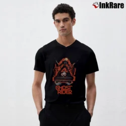 Men’s Ghost Rider Marvel Vintage V-Neck Tee in black | Sharp, Breathable, Everyday Staple